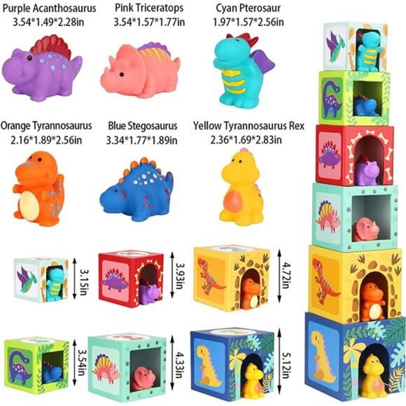 Toddlers and Babies Dinosaur Sorting and Stacking Toys Blocks for 1-3 Kids - Picture 2 of 6